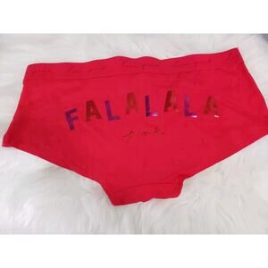 NEW XL Victoria's Secret PINK Boyshort Panties Christmas Fa La La La‎ Holiday
